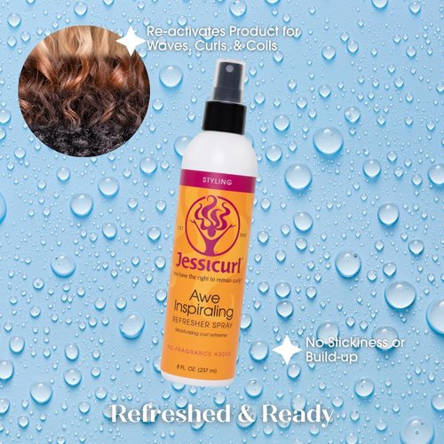 Jessicurl Awe Inspiraling Spray - Fragrance-Free Curl Refresher | 2 Fl Oz Moisturizing Formula for Curly Hair