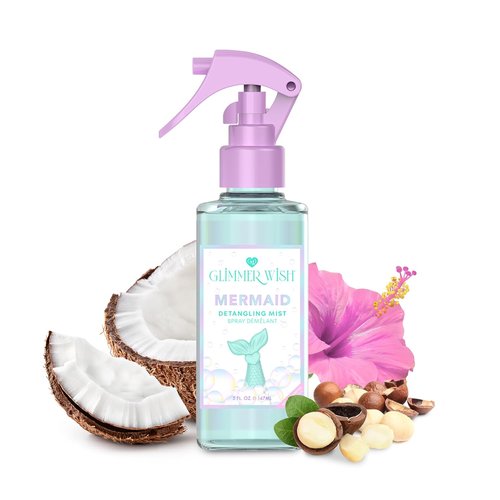 Glimmer Wish Mermaid Hair Detangler Spray - Tangle-Free Leave-In Conditioner for Kids & Women, 5 fl oz