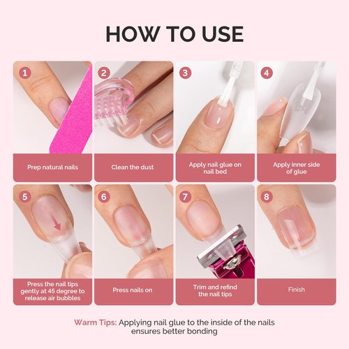 Melodysusie Brush-On Nail Glue for Acrylic Nails Press on Nails Quick-Drying Super Strong Long Lasting Adhesive for Nail Tips Fake Nails No UV Lamp Needed with Easy Application 10ml*3