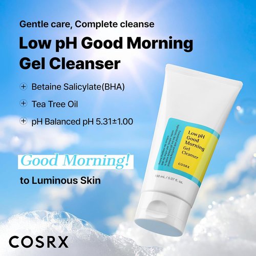 COSRX Low pH Good Morning Gel Face Cleanser - 5.07 fl oz | BHA Daily Cleanser for Sensitive Skin