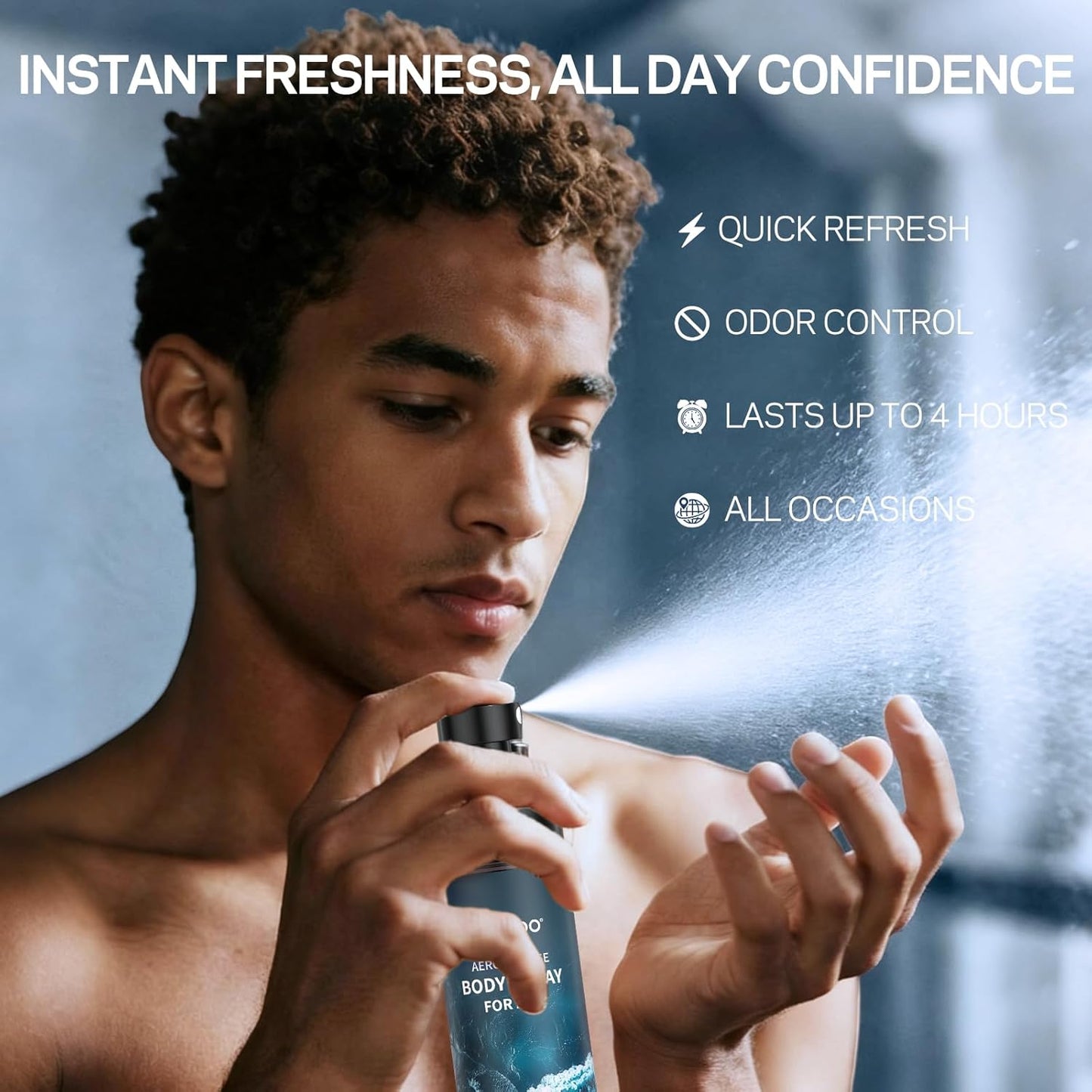 AMOADO Men’s Body Spray Set - Refreshing Aluminum-Free Deodorizing Mist | Oriental & Woody Scents, 3.4 fl oz