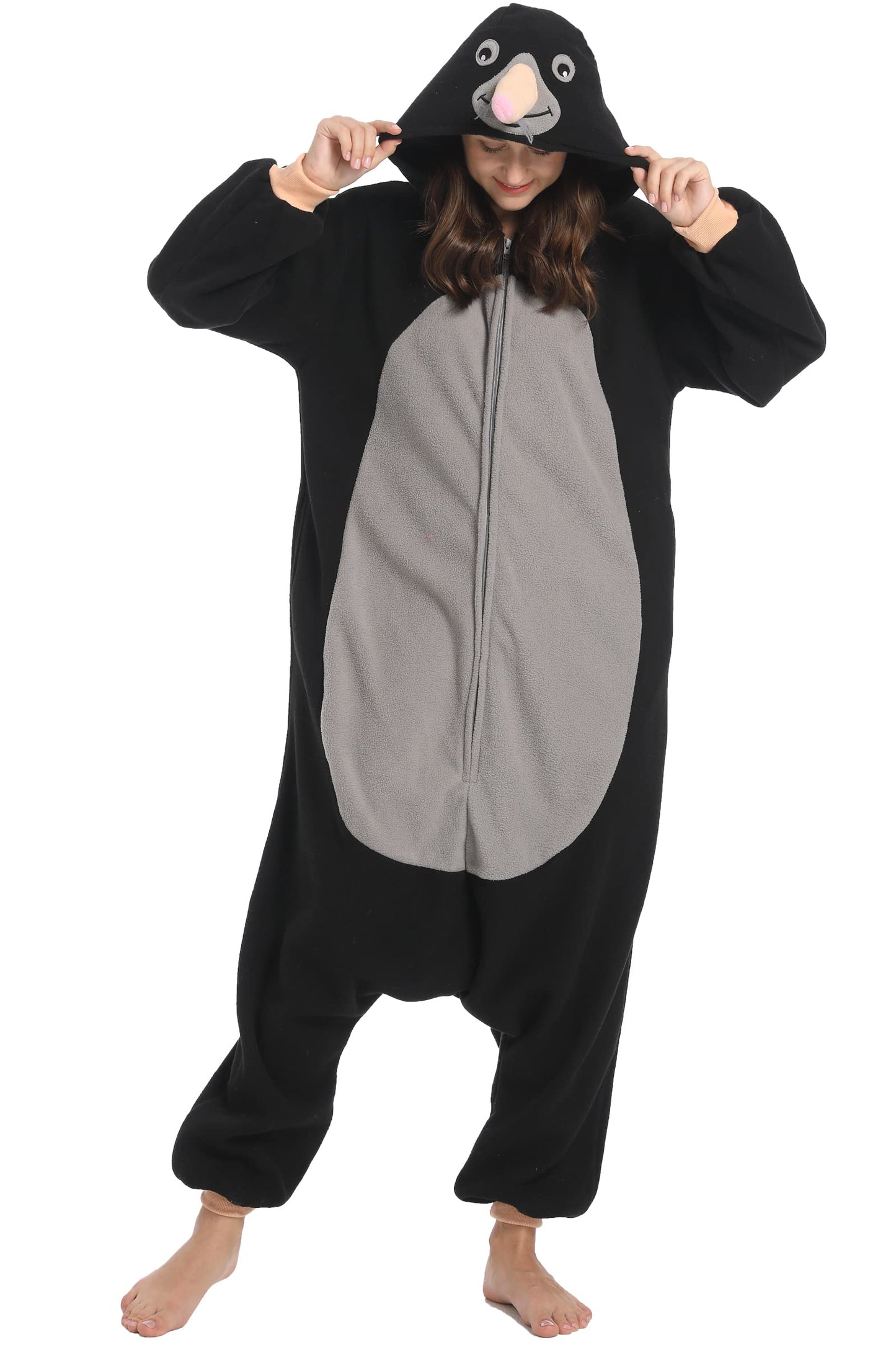 DarkCom Adult Cosplay Tapir Onesie Christmas Pajamas Animal Homewear Polar Fleece Sleepwear for Women Men Medium