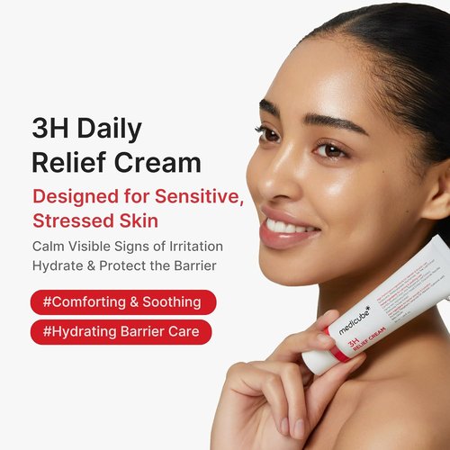 Medicube 3H Daily Relief Cream - Soothing Moisturizer for All Skin Types | Lightweight Hydration with Guaiazulene & Ceramide