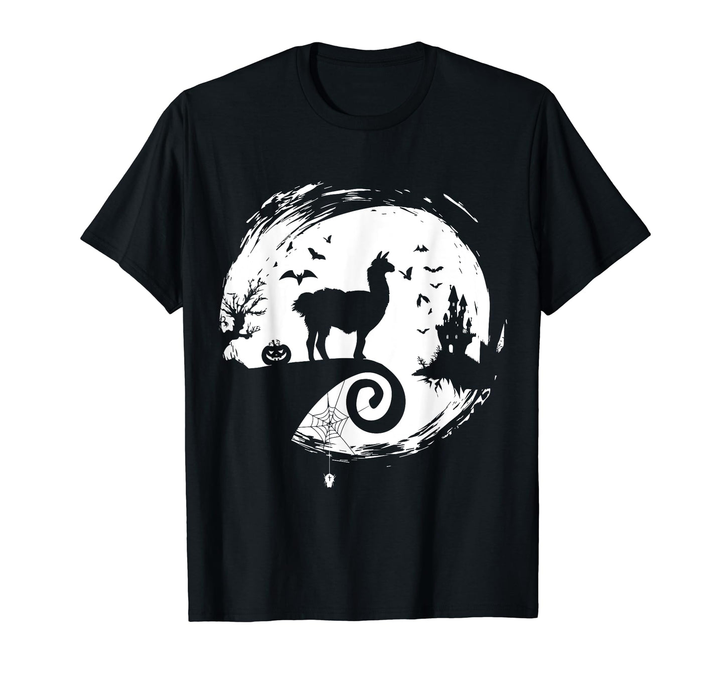 Llama Halloween Costume Moon Silhouette Creepy Horror T-Shirt