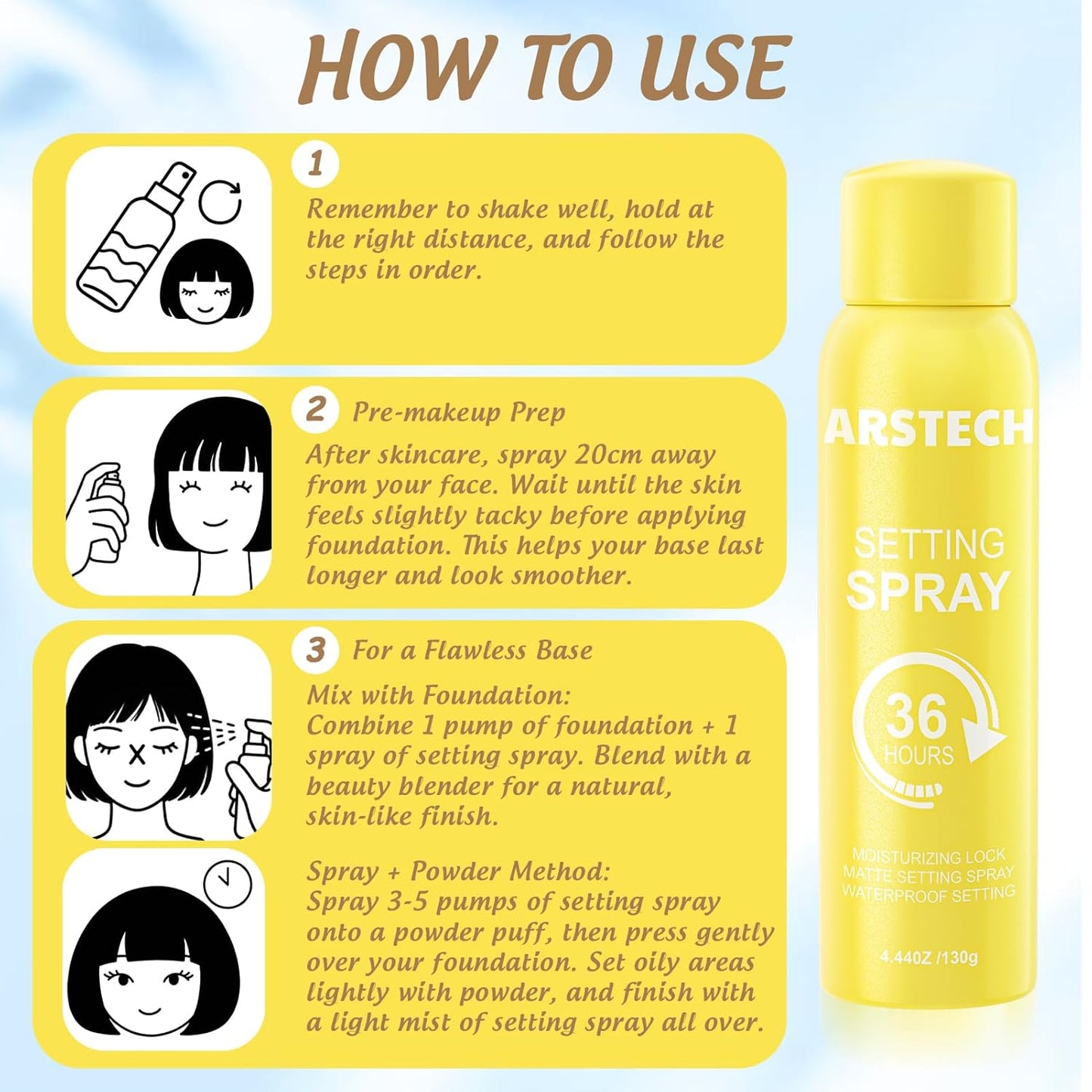 Skiennix Setting Spray - Long-Lasting Makeup Fixer with Vitamin C | Ultra-Fine Dewy Mist, 4.44 oz