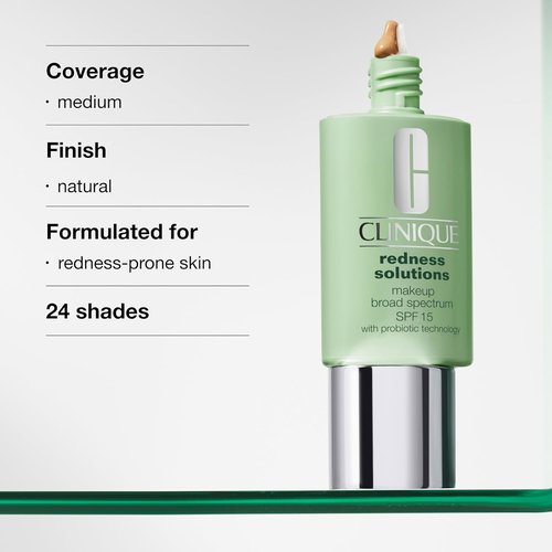 Clinique Redness Solutions Liquid Foundation - Broad Spectrum SPF 15, Probiotic Technology | Medium Coverage, Natural Finish
