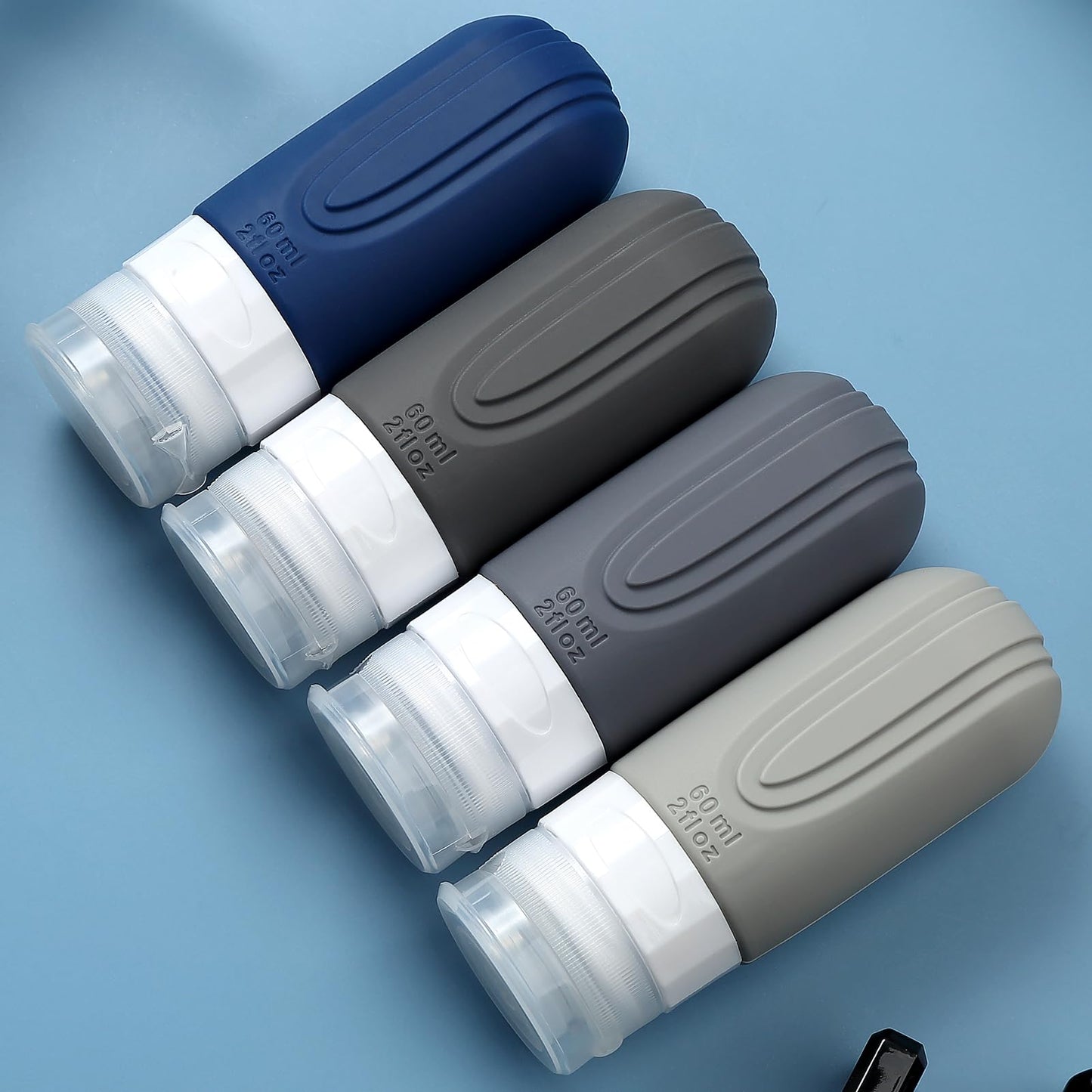 Mrsdry Travel Bottles for Toiletries, Tsa Approved 2oz Travel size Bottles, BPA Free Leak Proof Travel Toiletry Containers, Refillable Travel Accessories with Toiletry Bag for Shampoo Liquid (4 Pack)