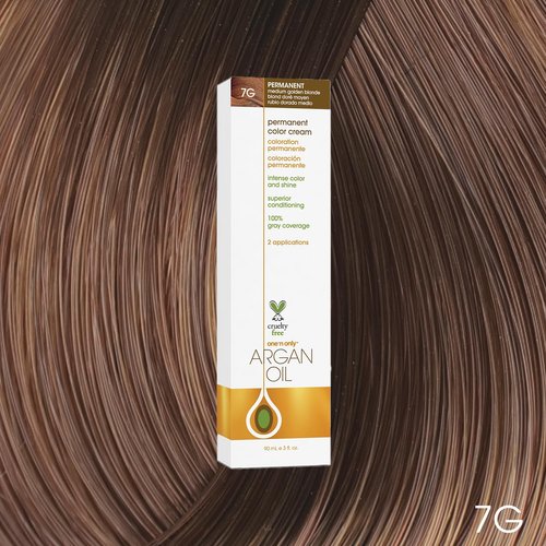 One N' Only Permanent Hair Color - Argan Oil Infused Dye for Rich Tones & Gray Coverage - 7G Medium Golden Blonde (3 oz)
