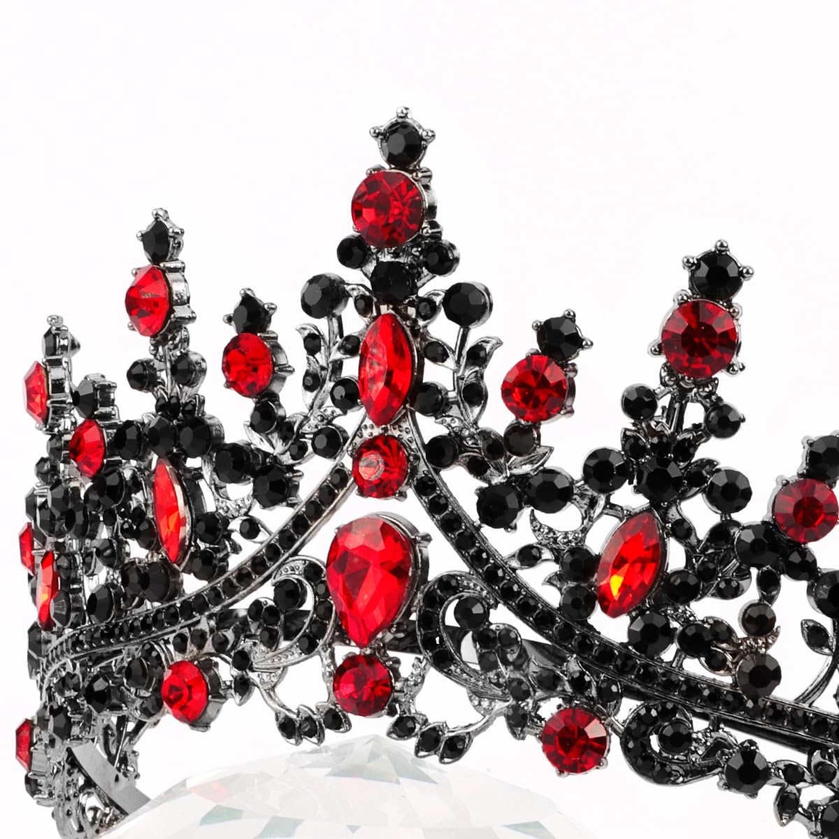 TOBATOBA Queen of Hearts Crown, Royal Queen Crown for Women, Gothic Crown Red Black Crown, Princess Tiaras for Women Girls, Baroque Crown Quinceanera Headpieces for Birthday Prom Pageant Halloween