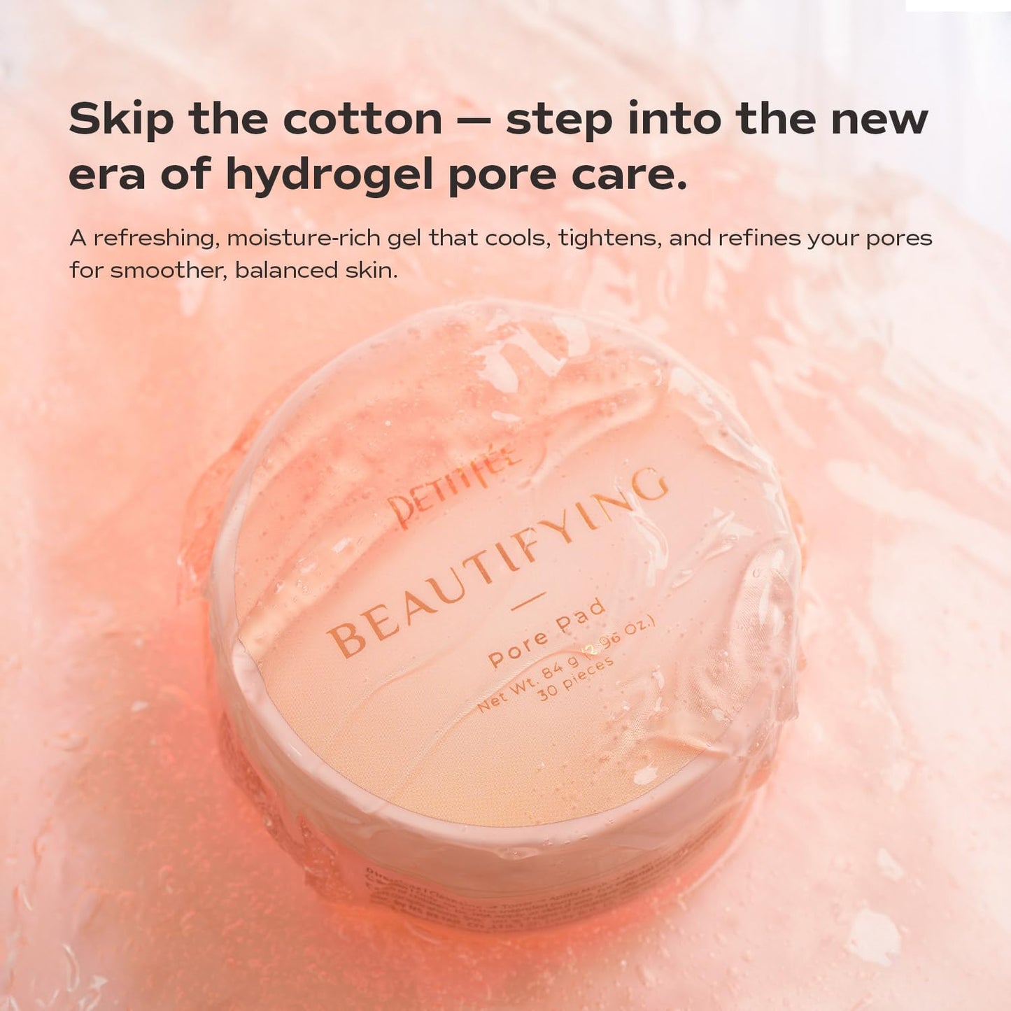 Skiennix Beautifying Pore Pads - Hydrogel Peach Formula with Collagen & Glutathione | 30 Pieces for Smooth Skin