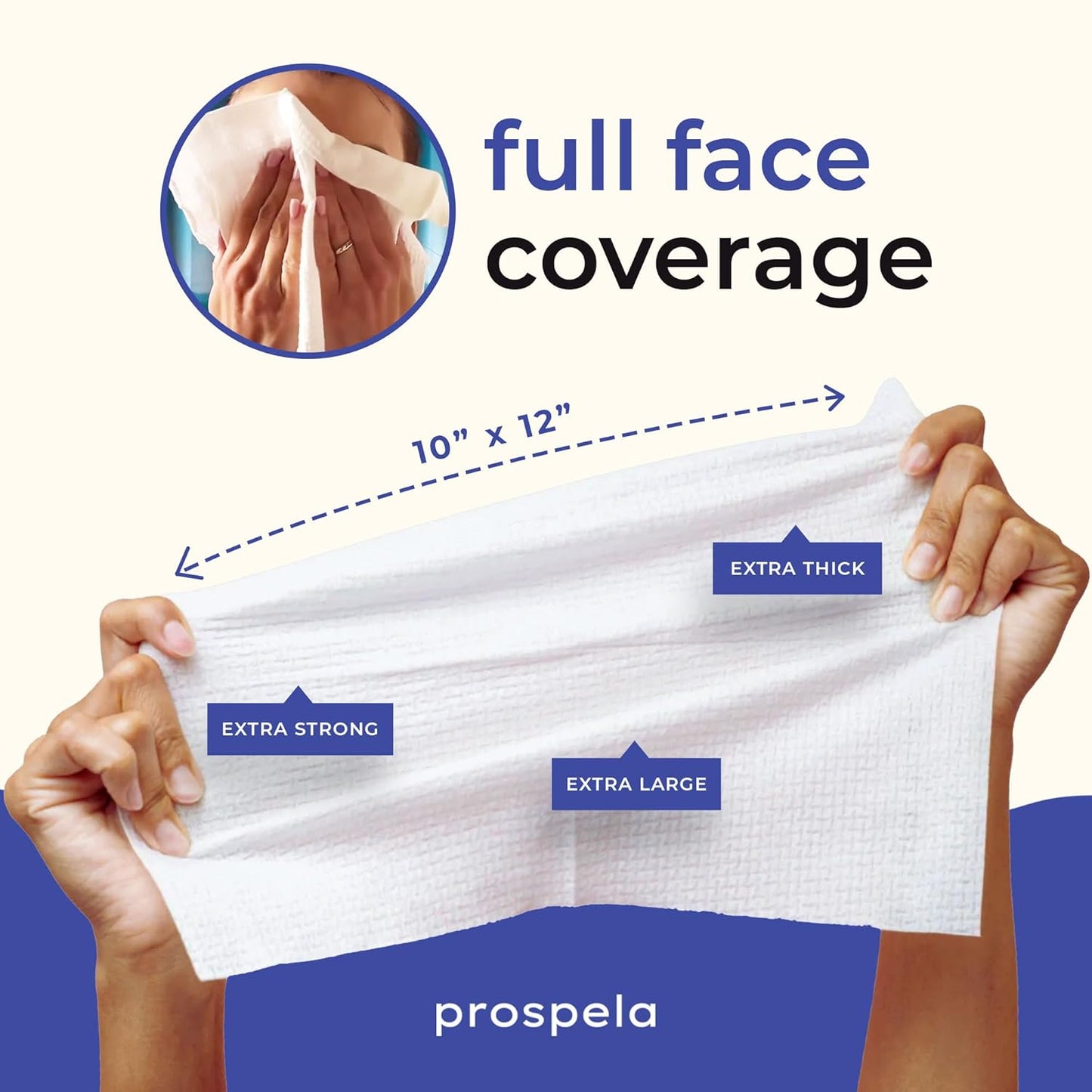 XL Disposable Face Towels by [Brand Name] - 100% Biodegradable Dry Wipes for Sensitive Skin | Extra Large, Ultra-Soft for Makeup Removal & Travel (50 Count)