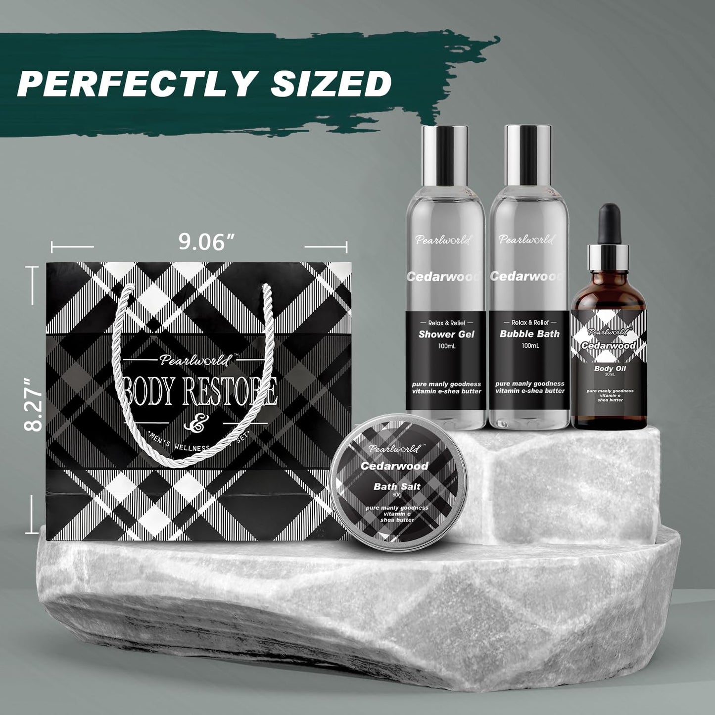 Skiennix Men's Spa Gift Set - Cedarwood Bath & Body Care Kit | 12-Piece Home Spa Essentials for Every Occasion