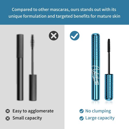 Mascara for Older Women 60 Plus - Volumizing Waterproof Hypoallergenic Black Mascara for Thinning Lashes & Sensitive Eyes, Smudge-Proof Formula (1 Pack)