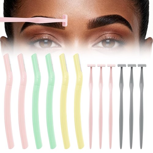 Eyebrow Razors Set by Japanese Blades - Exfoliating Dermaplaning Tools for Fine Hair - 12 Pack