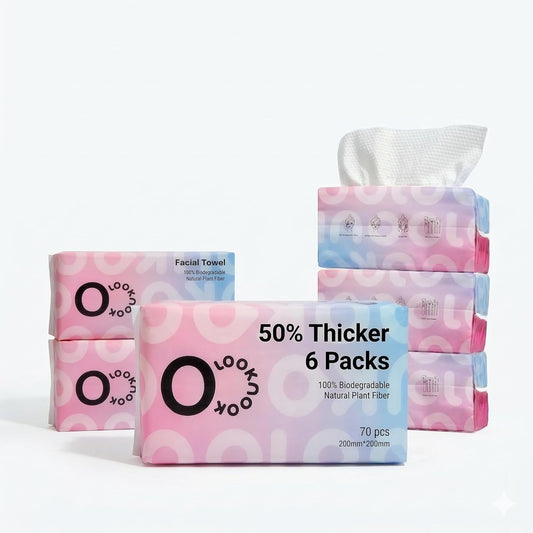 Skiennix Disposable Face Towels - 50% Thicker, Soft for Sensitive Skin | 70 Count, 6 Pack