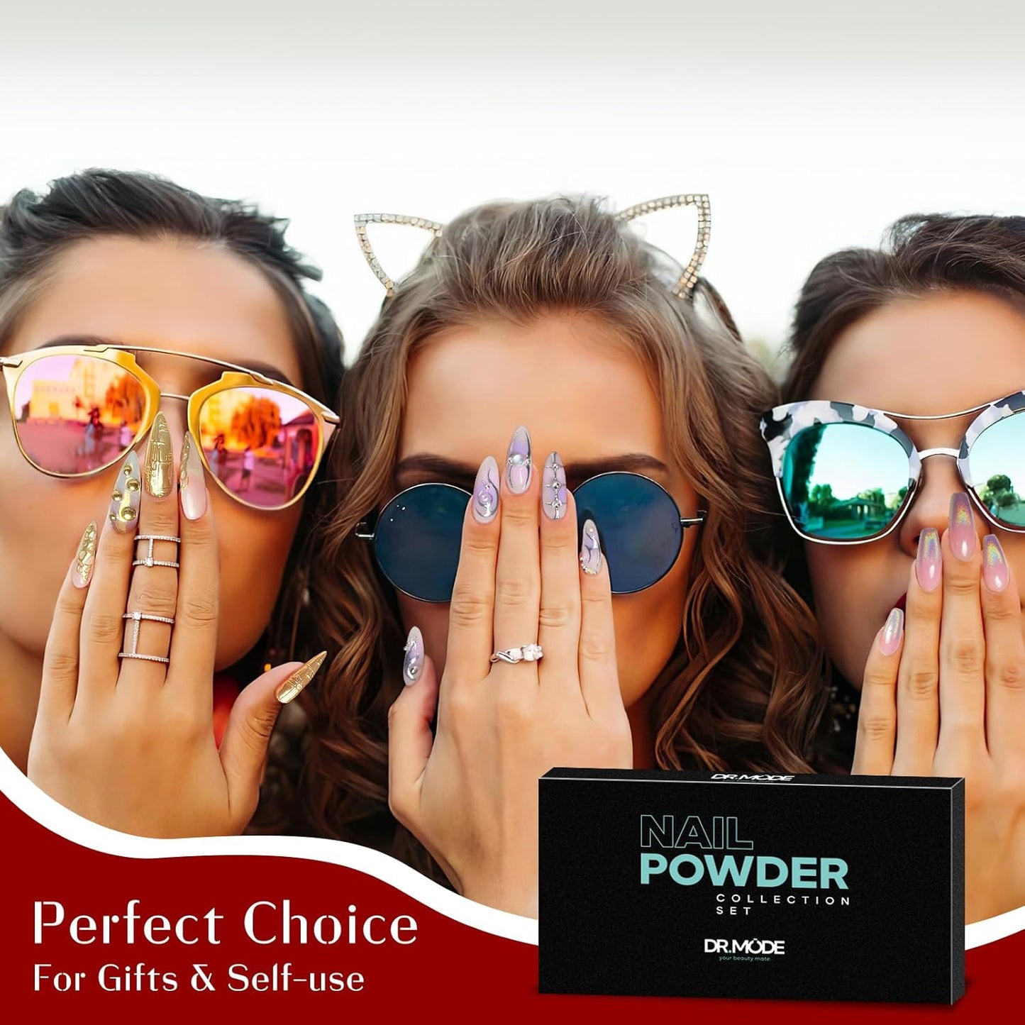 Skiennix Holographic Nail Powder Set - 6 Iridescent Colors for Stunning Metallic Nail Art