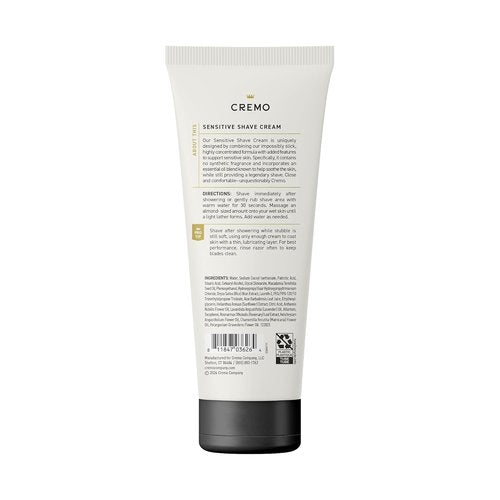 Cremo Sensitive Shave Cream - Ultra-Slick Formula for Men | Fights Nicks & Razor Burn, 6 Fl Oz