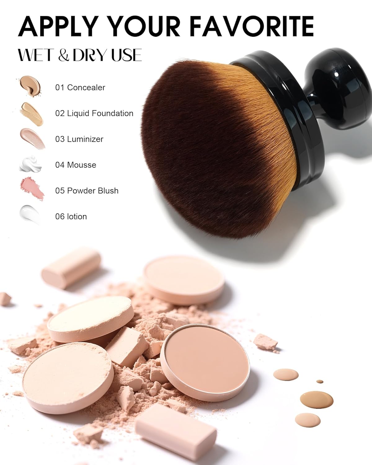 Skiennix Extra Large Kabuki Makeup Brush - Perfect for Self Tanner, Foundation & Lotion Application