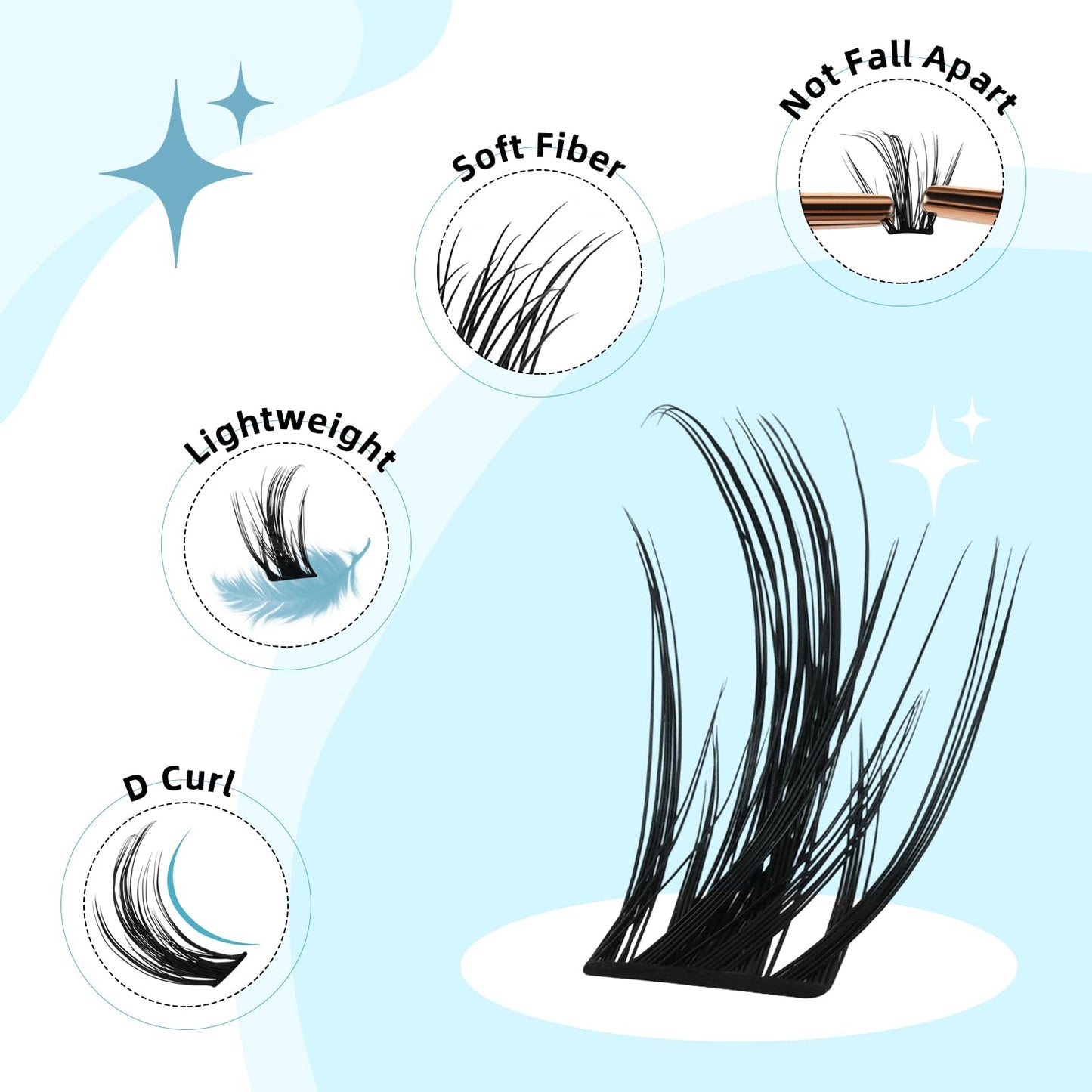 MH Lash Clusters Cluster Eyelash Extensions Individual Cluster Lashes Super Soft Wispy Eyelash Clusters Reusable 7 Times, Easy DIY Lashes at Home (Sunny Baby, 8-18mm, 192PCS)