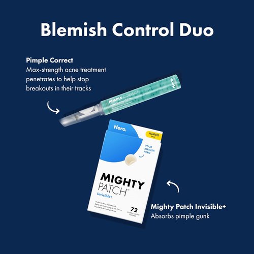 Mighty Patch™ Invisible+ Acne Pimple Patch - Discreet Hydrocolloid Cover for Zits & Blemishes (72ct)