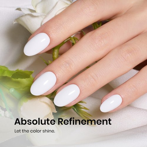 Beetles White Gel Nail Polish - 15ML Full Size French UV Nail Polish Soak Off Nail Art Manicure Salon DIY Design Home Snowdrop Gift for Woman Colorful Bottle Gel
