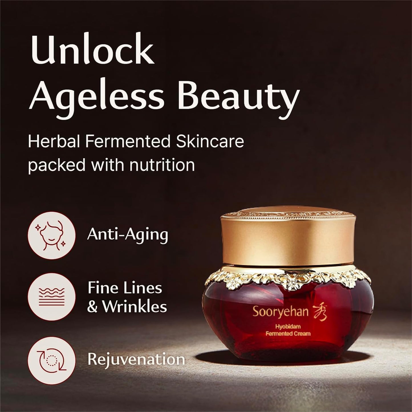 Sooryehan Hyobidam Fermented Cream - Korean Face Moisturizer with Wild Ginseng | 1.7 fl oz Wrinkle & Night Cream