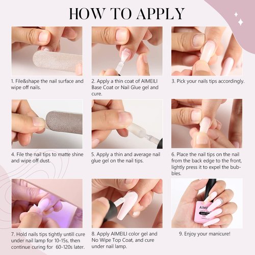AIMEILI Hema Free 2 in 1 Nail Glue and Base Gel 15ML for Acrylic Nails, Cruelty Free, Vegan, Strong Nail Glue Gel for False Nails