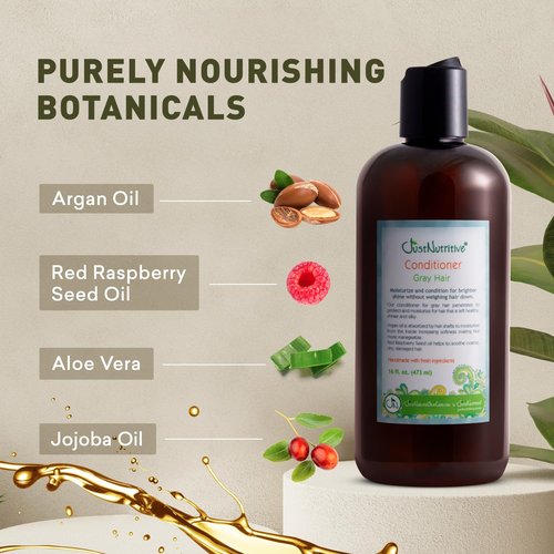 Just Nutritive Gray Hair Conditioner | Gray Hair Treatment | Just Natural Hair Care | Natural Conditioner 16 Oz.