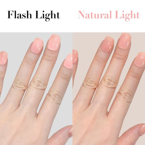 GLAMERMAID Extra Short Press on Nails, Nude Pink Fake Nails Short Squoval, Coral Pink Natural Square Glue on Nails, Light Pink Acrylic False Nails, Reusable Spring Glossy Round Fake Nails for Women