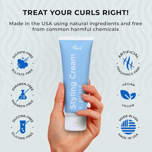 Curly Bird | Curl Defining Styling Cream | Fragrance-Free & Family Friendly | Natural Ingredients, Medium Hold