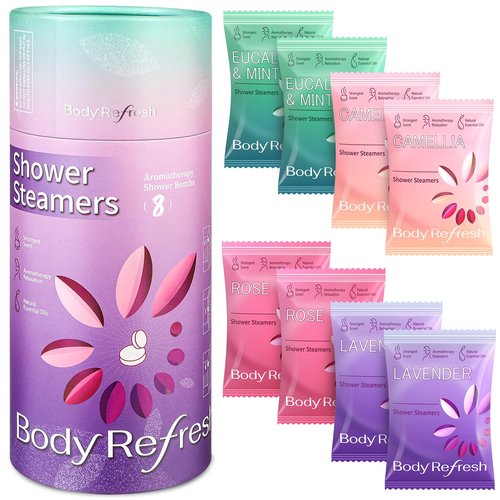 BodyRefresh Shower Steamers Aromatherapy 8 Pack - Birthday Gifts for Women, Mothers Day Gifts for Mom Wife from Daughter, Shower Bombs for Stress Relief, Spa Gifts for Women