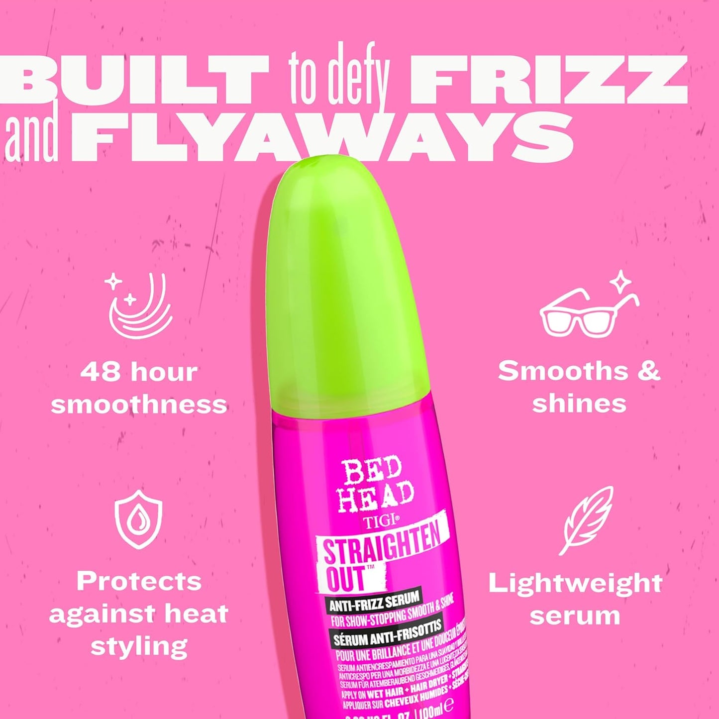 TIGI Bed Head Straighten Out Anti-Frizz Serum - Smooth, Sulfate-Free Styling for All Hair Types