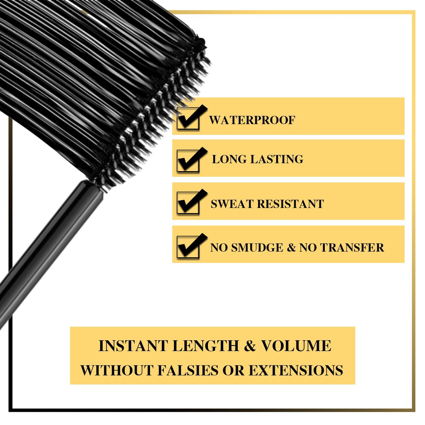 Skiennix Black Waterproof Mascara - Dramatic Volume & Vegan Formula for False Lash Effect