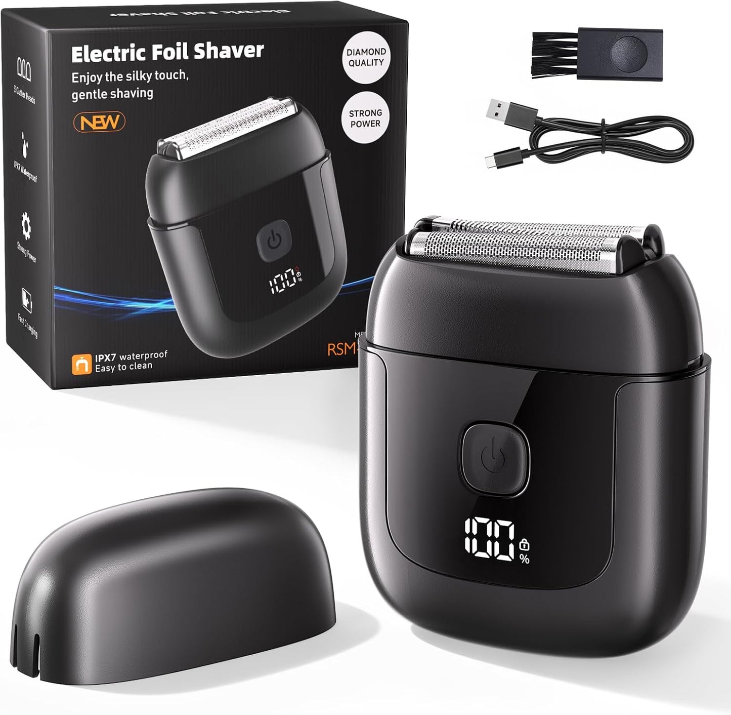 Skiennix Electric Foil Shaver - Mini USB-C Rechargeable Razor with 3 Floating Blades & IPX7 Waterproof | Perfect Travel Grooming Gift