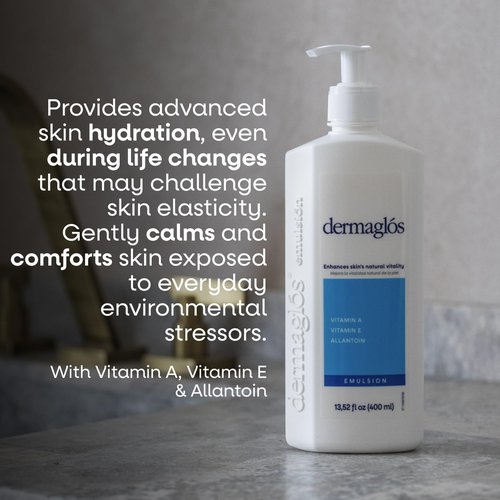 Dermaglos 2-pack Moisturizing Body Lotion for Dry Skin with Extra Vitamin A, Vitamin E & Allantoin | Hydrating & Regenerating formula for Stretch Marks, Tattoos, Scars & Wrinkles | 13.52 Fl Oz.