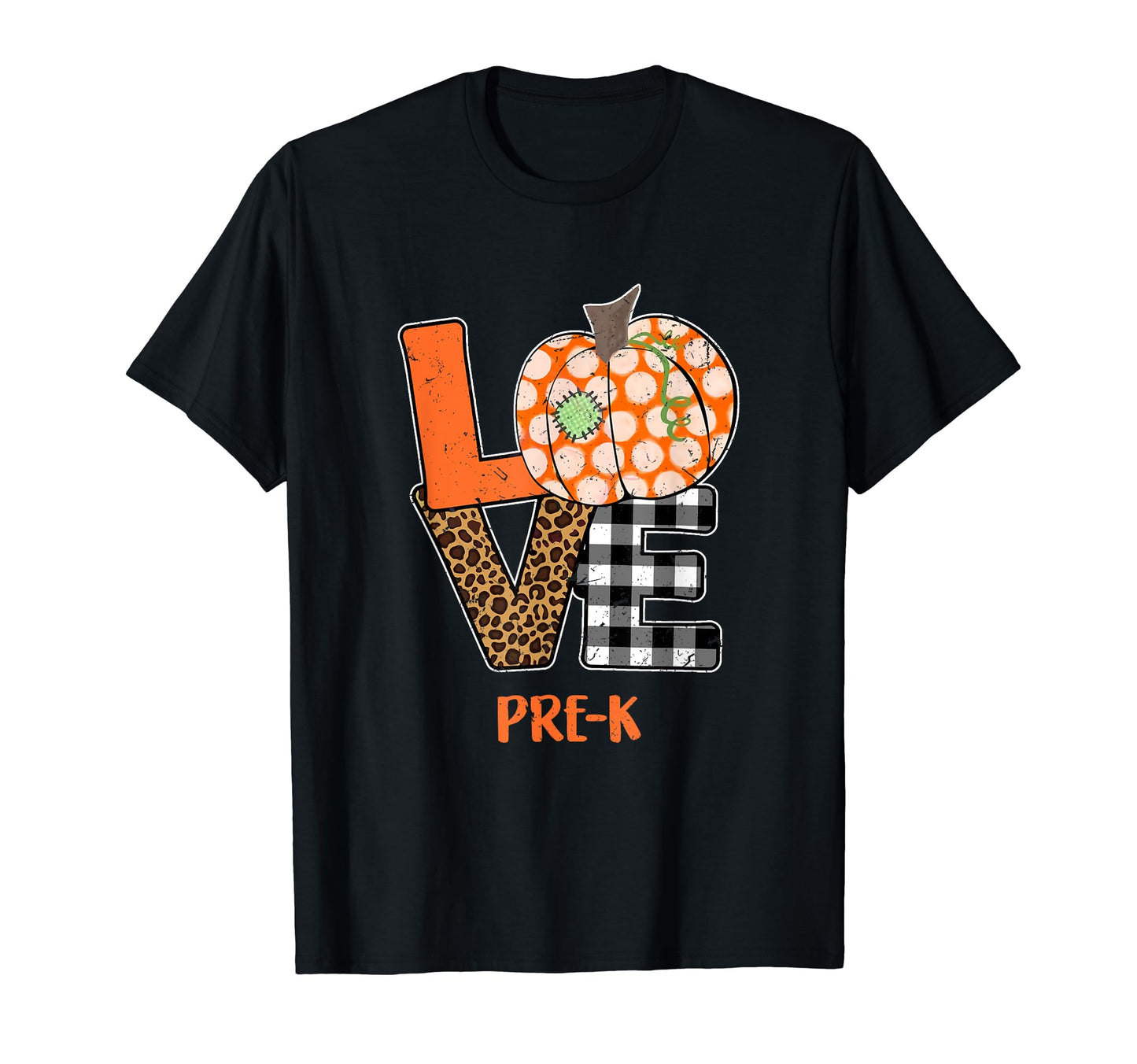 Ph Love Pre-K Teacher Thanksgiving Pumpkin Costume Leopard T-Shirt