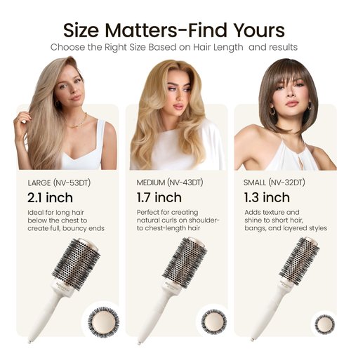 AIMIKE Round Brush for Blow Out, NaturaVol Medium Round Hair Brush for Fine Hair with Nano Thermal Ceramic Tech, for Blow Drying & Styling, Adds Volume & Smoothness (1.7 Inch Barrel, 2.5 Inch Bristle)