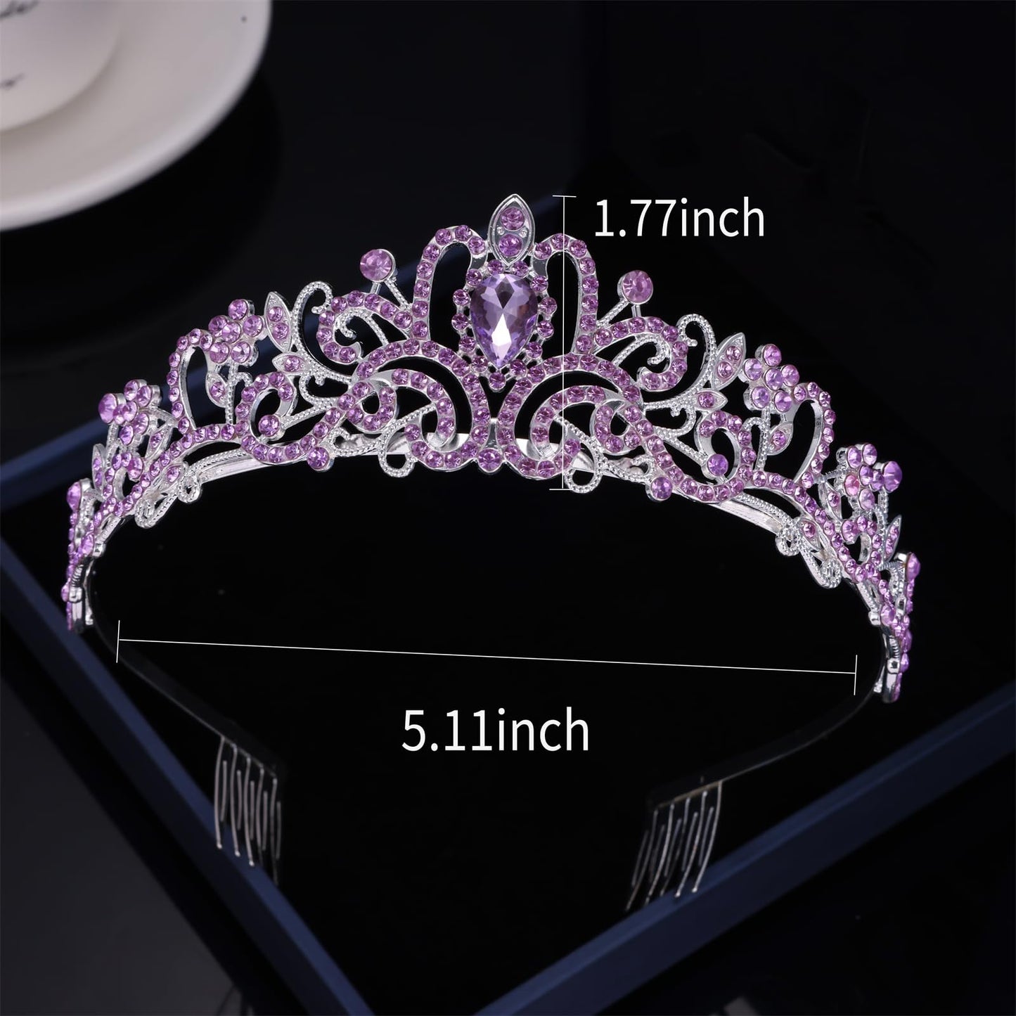 Kamirola - Crystal Tiara Crowns For Women Girls Princess Elegant Crown with Combs Women's Headbands Bridal Wedding Prom Birthday Party Headbands for Women(Silver Purple)