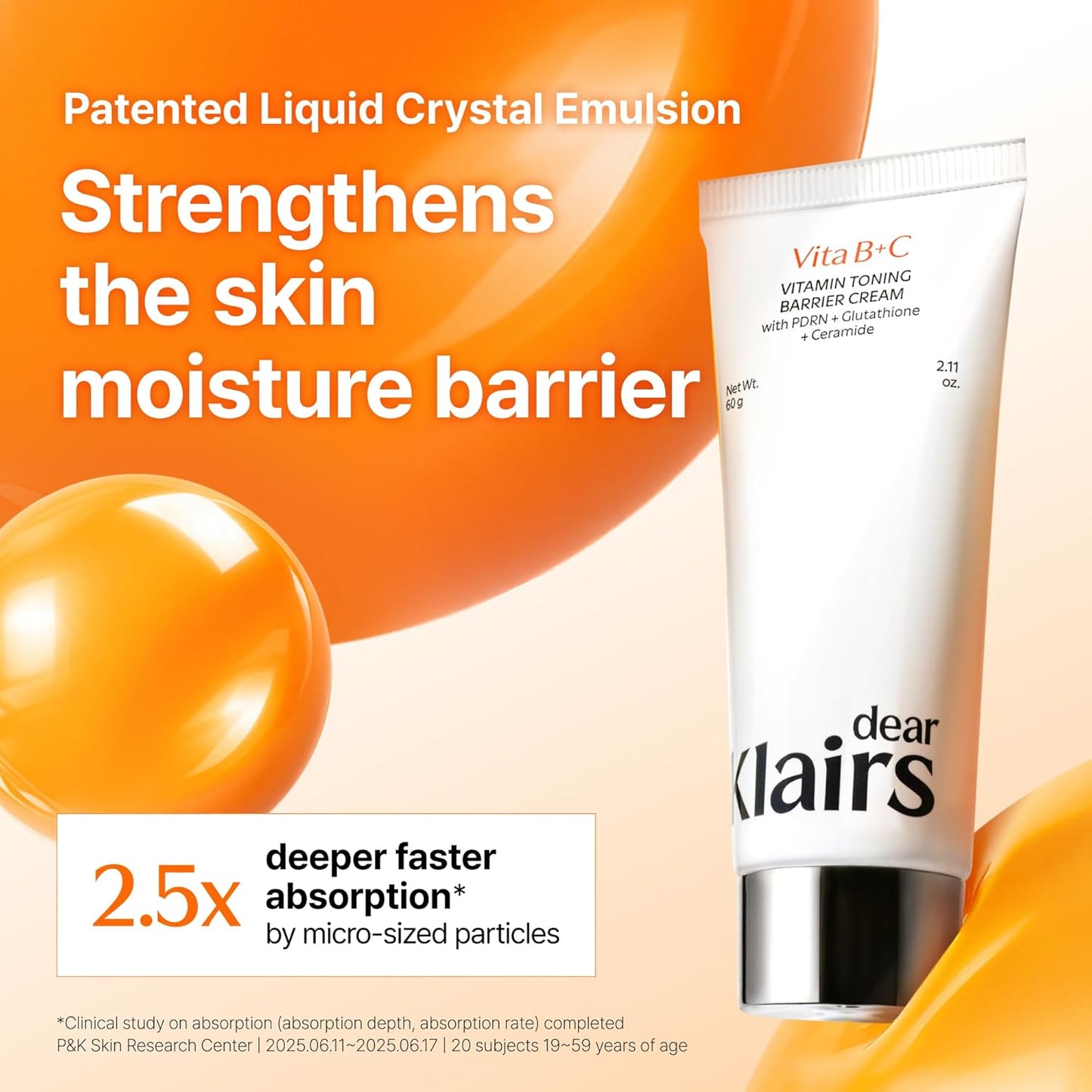 DearKlairs Vitamin Toning Barrier Cream - Lightweight Niacinamide Moisturizer for Sensitive Skin | 2.11 Oz