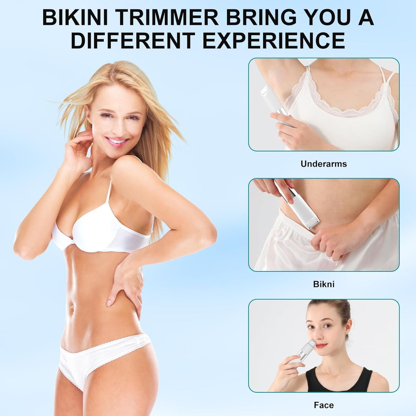Skiennix Electric Bikini Epilator - 5-in-1 Hair Removal for Face, Arms, Legs & Bikini | Waterproof & Rechargeable
