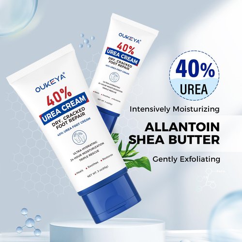 OUKEYA Urea Cream 40 Percent Tube 3 Oz, Foot & Hand Cream for Dry Cracked,40 per Urea Lotion for Feet Maximum Strength, 2 Pack