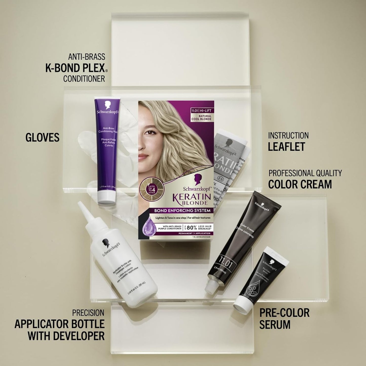 Schwarzkopf Keratin Blonde Hair Dye - 11.01 High Lift Natural Cool Blonde | Professional Quality Permanent Color with Bond Enforcing System