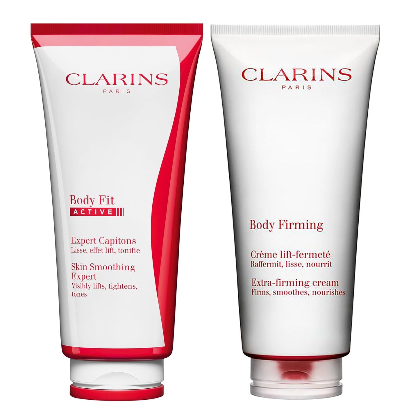 Clarins Body Fit Active Gel-Cream & Extra-Firming Anti-Aging Body Cream Bundle - Targets Cellulite | Hydrates & Tightens All Skin Types