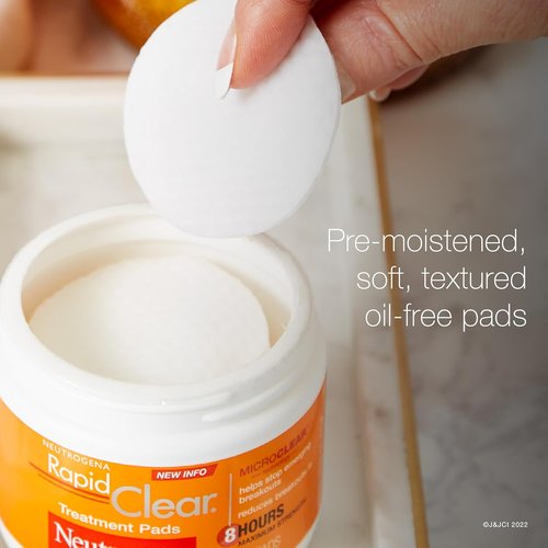 Neutrogena Rapid Clear Acne Treatment Pads - Maximum Strength Salicylic Acid Formula, 60 Count