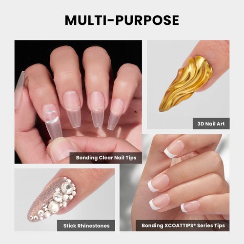 BTArtboxnails XCOATTIPS Solid Nail Glue Gel - 30g Gap-Filled Gel Nail Glue for Nail Tips Press on Nails, Upgrade Cure Needed UV Nail Gel for Acrylic Fake Nail