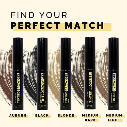 Elizabeth Mott Queen of the Fill Tinted Eyebrow Gel - Volumizing Brow Filler & Setter - Water-Resistant, Dark Medium Brown 4g