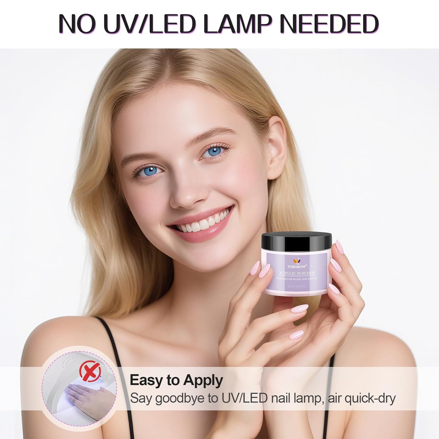 TOROKOM Pink Acrylic Powder - Self-Leveling Dip Powder for Nails | Long-Lasting, 120g/4.23oz