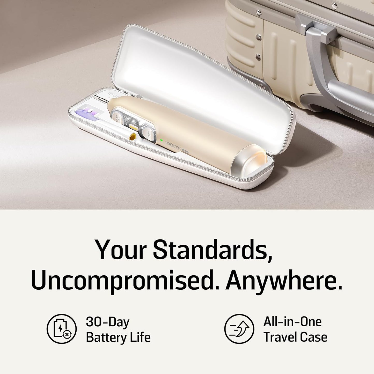Soocas NEOS II Ultra Electric Toothbrush - 3-in-1 Flossing & Water Flosser Combo, Champagne Gold
