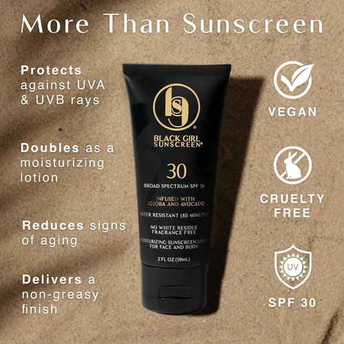 Black Girl Sunscreen SPF 30 - Moisturizing Sun Protection for Melanin-Rich Skin | Ultra Sheer Travel Size - 2 fl oz