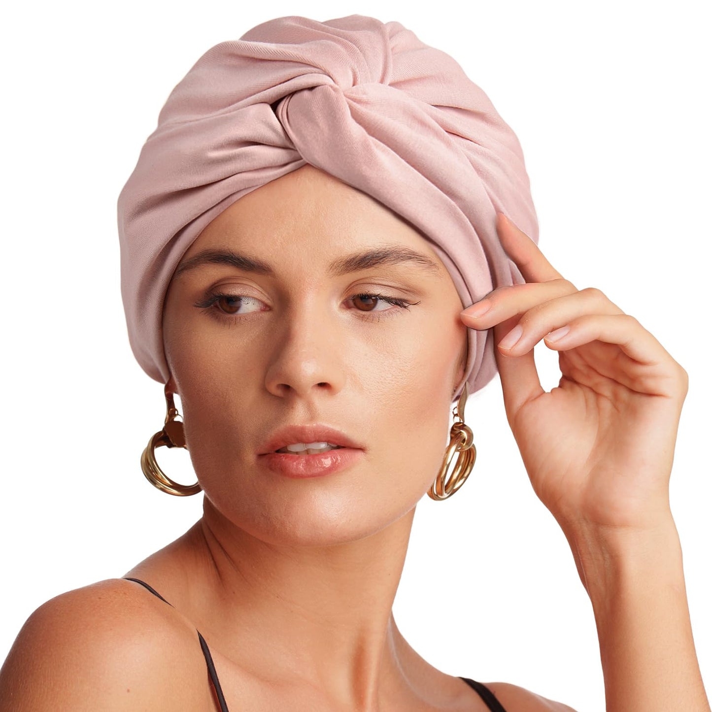 YANIBEST Silk Bonnet for Sleeping Women Satin Bonnet Turbans for Women Head Wraps Adjustable Twisted Headwrap Blush Pink